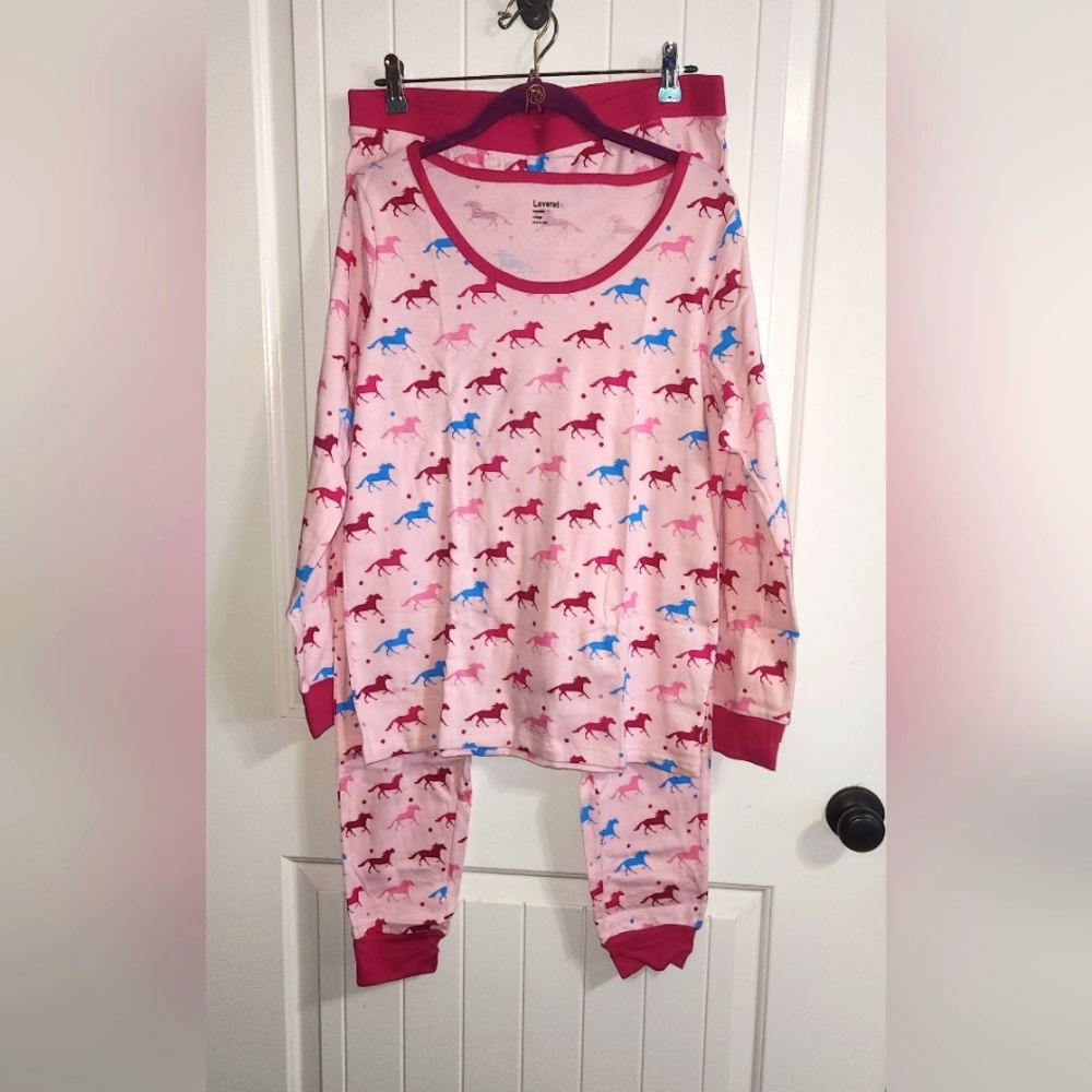 Womens Pajamas with Horse Print - Pink and Blue, Sx Xl, Lg, NWT